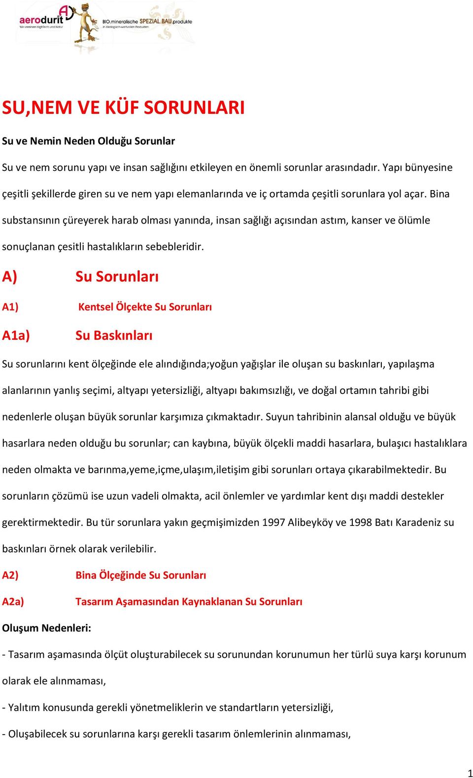 Bina substansının çüreyerek harab olması yanında, insan sağlığı açısından astım, kanser ve ölümle sonuçlanan çesitli hastalıkların sebebleridir.