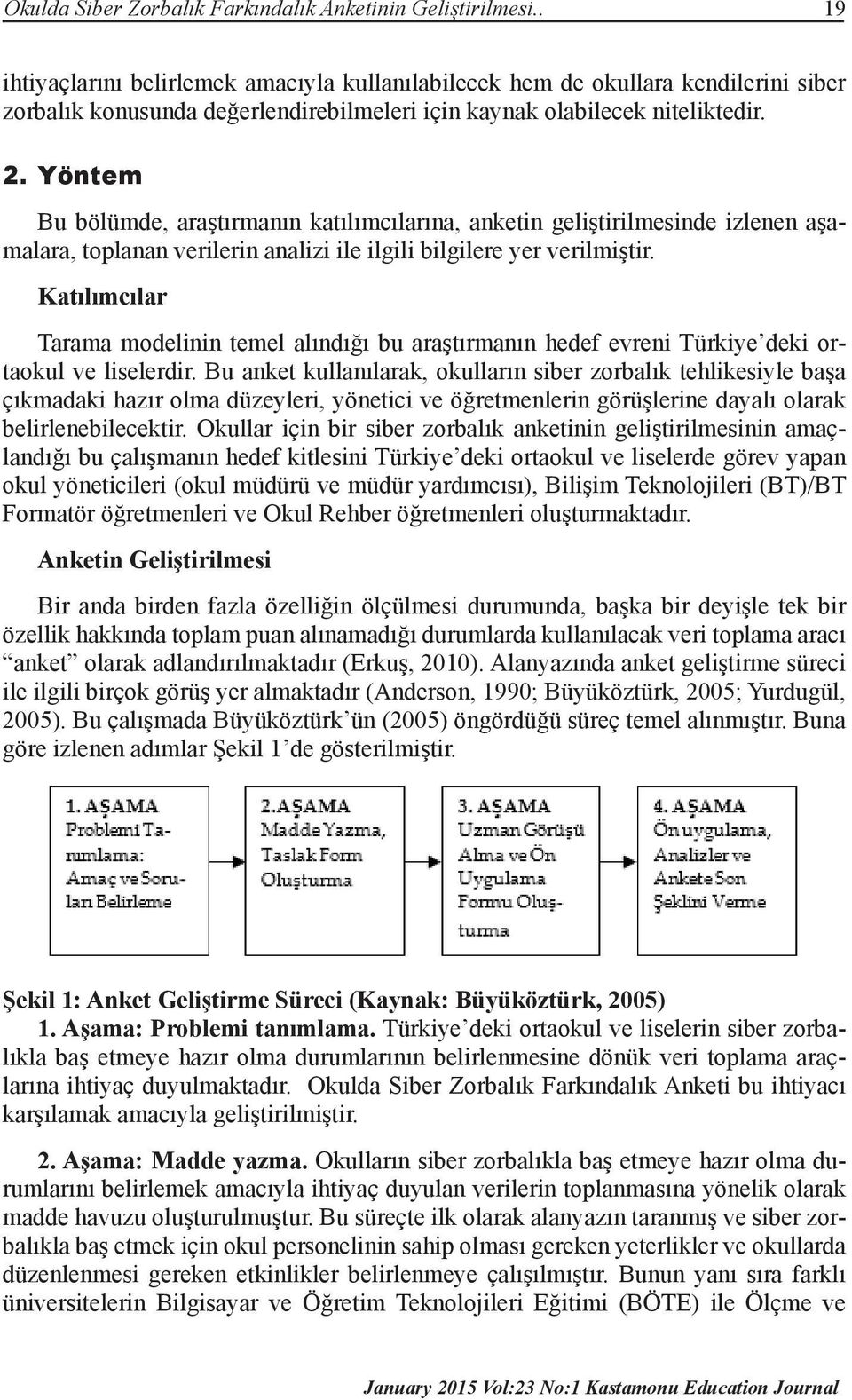 Yöntem Bu bölümde, araştırmanın katılımcılarına, anketin geliştirilmesinde izlenen aşamalara, toplanan verilerin analizi ile ilgili bilgilere yer verilmiştir.