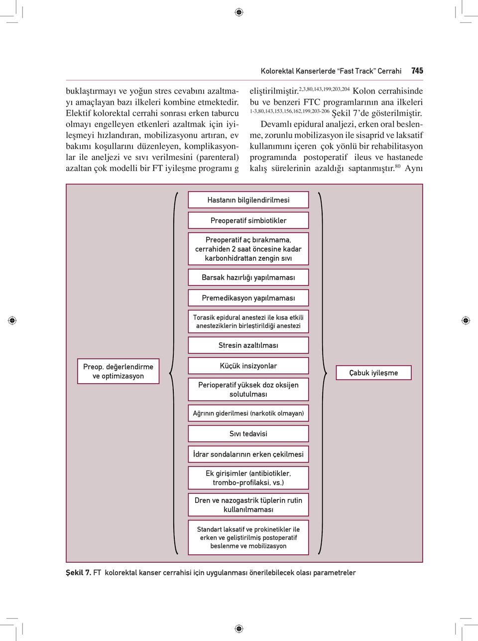 aneljezi ve sıvı verilmesini (parenteral) azaltan çok modelli bir FT iyileşme programı g eliştirilmiştir.