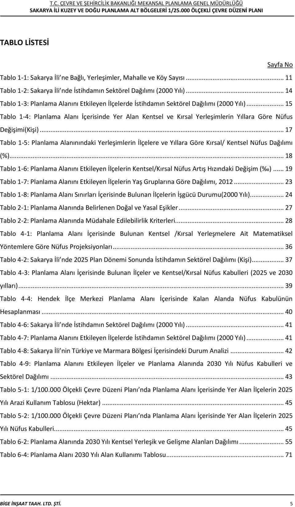 .. 15 Tablo 1-4: Planlama Alanı İçerisinde Yer Alan Kentsel ve Kırsal Yerleşimlerin Yıllara Göre Nüfus Değişimi(Kişi).