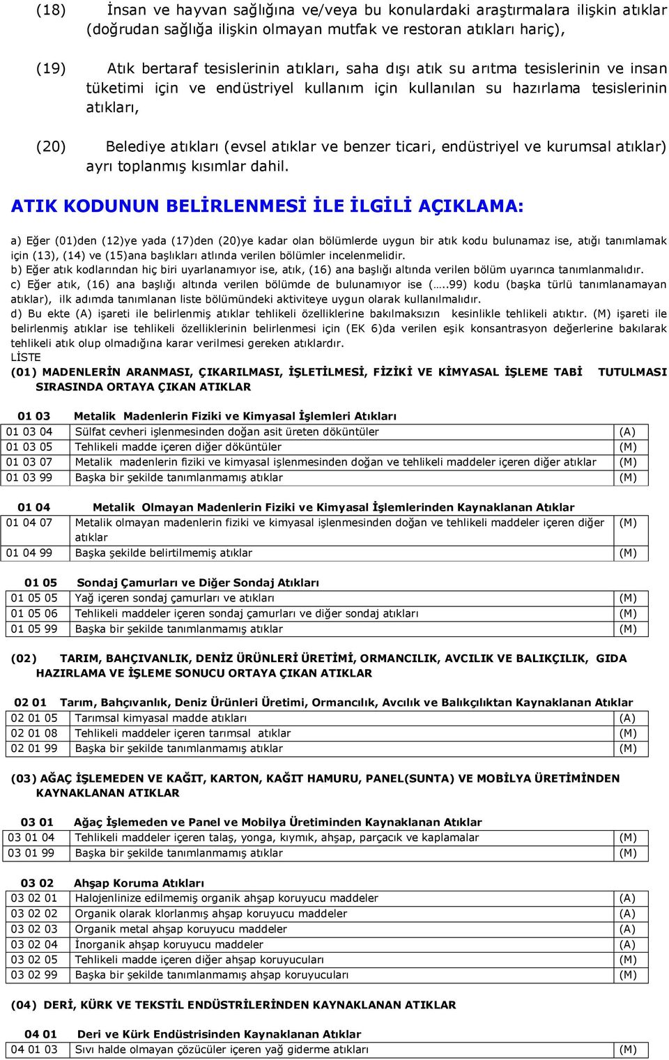 endüstriyel ve kurumsal atıklar) ayrı toplanmış kısımlar dahil.