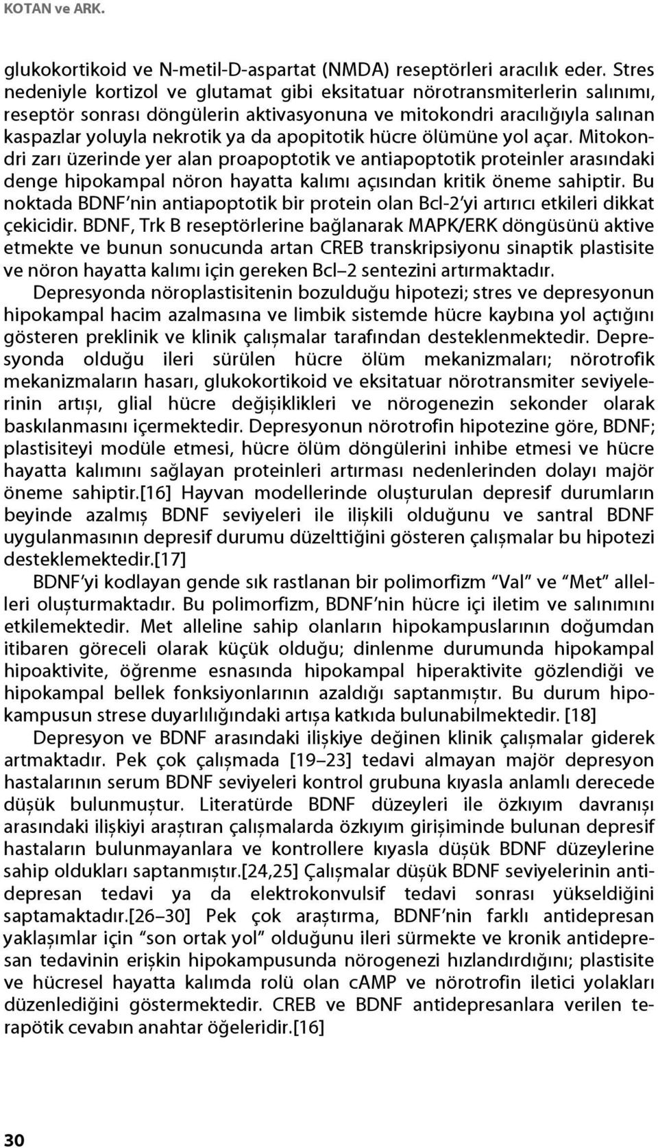 apopitotik hücre ölümüne yol açar. Mitokondri zarı üzerinde yer alan proapoptotik ve antiapoptotik proteinler arasındaki denge hipokampal nöron hayatta kalımı açısından kritik öneme sahiptir.