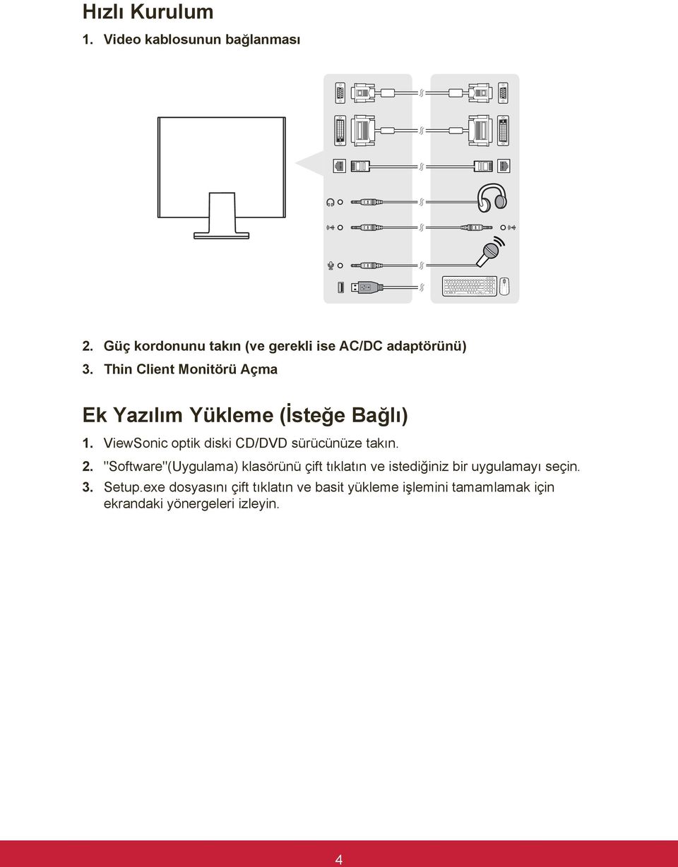 Thin Client Monitörü Açma Ek Yazılım Yükleme (İsteğe Bağlı) 1.