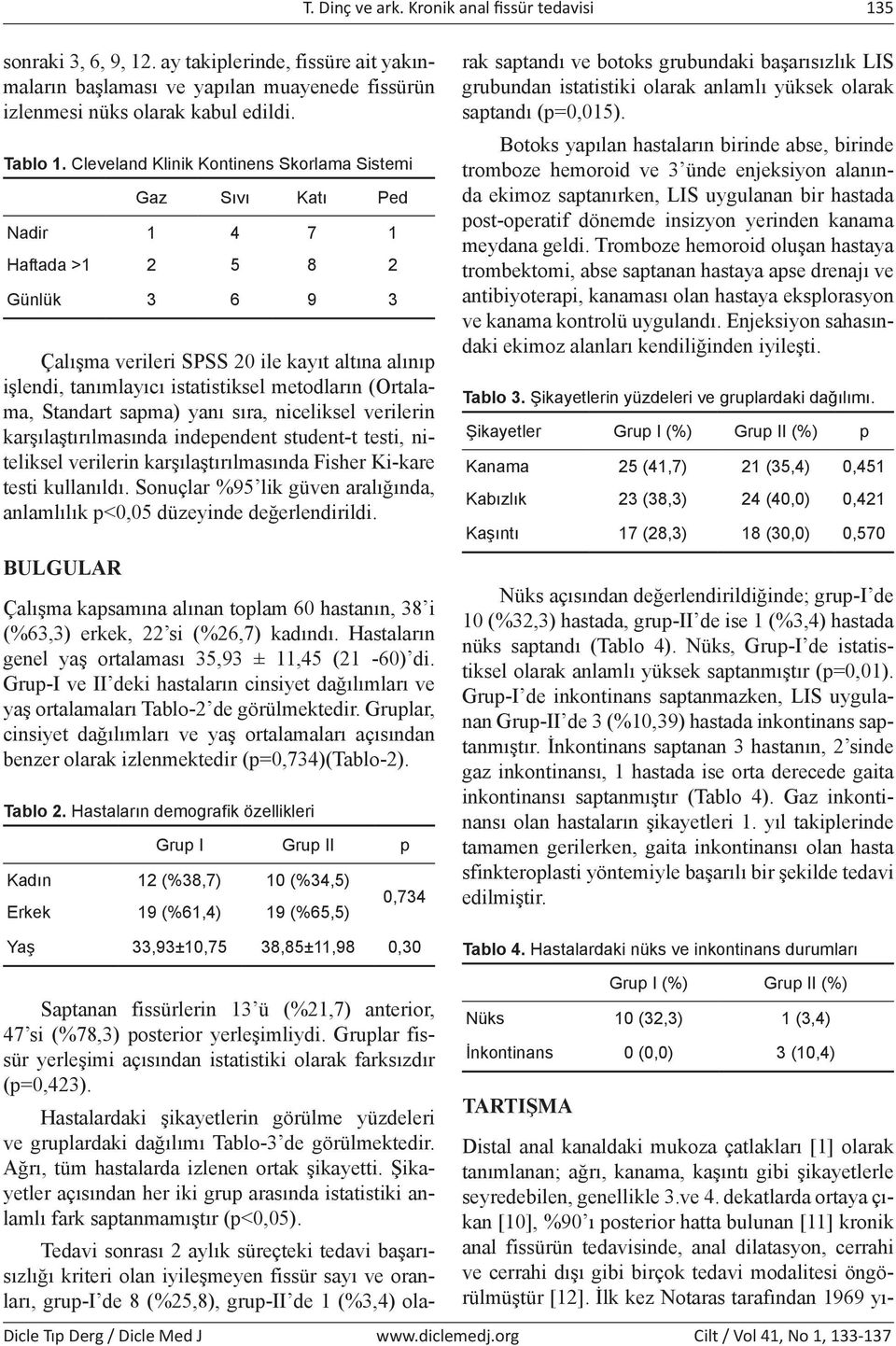 metodların (Ortalama, Standart sapma) yanı sıra, niceliksel verilerin karşılaştırılmasında independent student-t testi, niteliksel verilerin karşılaştırılmasında Fisher Ki-kare testi kullanıldı.