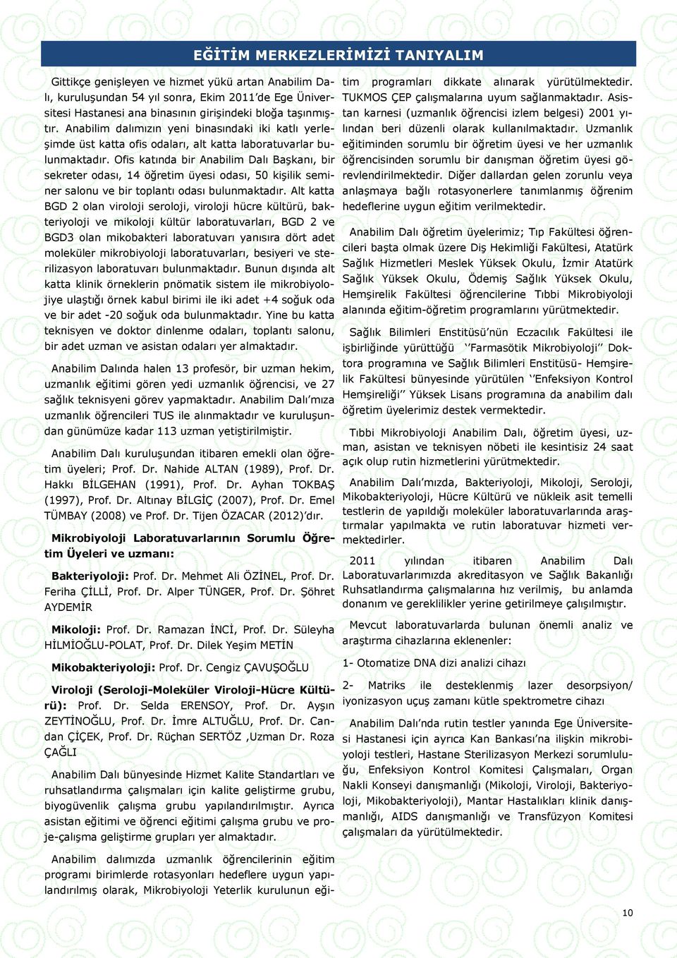 Ofis katında bir Anabilim Dalı Başkanı, bir sekreter odası, 14 öğretim üyesi odası, 50 kişilik seminer salonu ve bir toplantı odası bulunmaktadır.