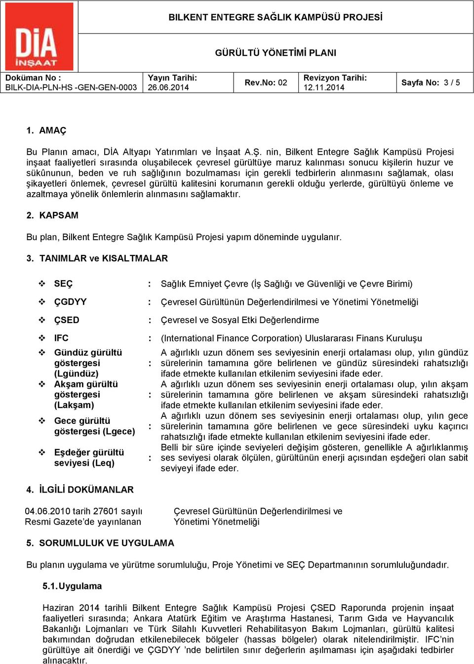 gerekli tedbirlerin alınmasını sağlamak, olası şikayetleri önlemek, çevresel gürültü kalitesini korumanın gerekli olduğu yerlerde, gürültüyü önleme ve azaltmaya yönelik önlemlerin alınmasını