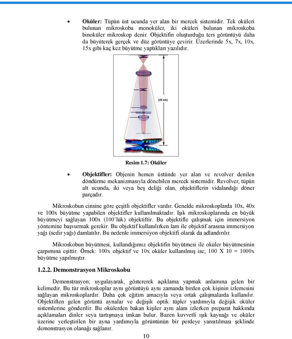 7: Oküler Objektifler: Objenin hemen üstünde yer alan ve revolver denilen döndürme mekanizmasıyla dönebilen mercek sistemidir.