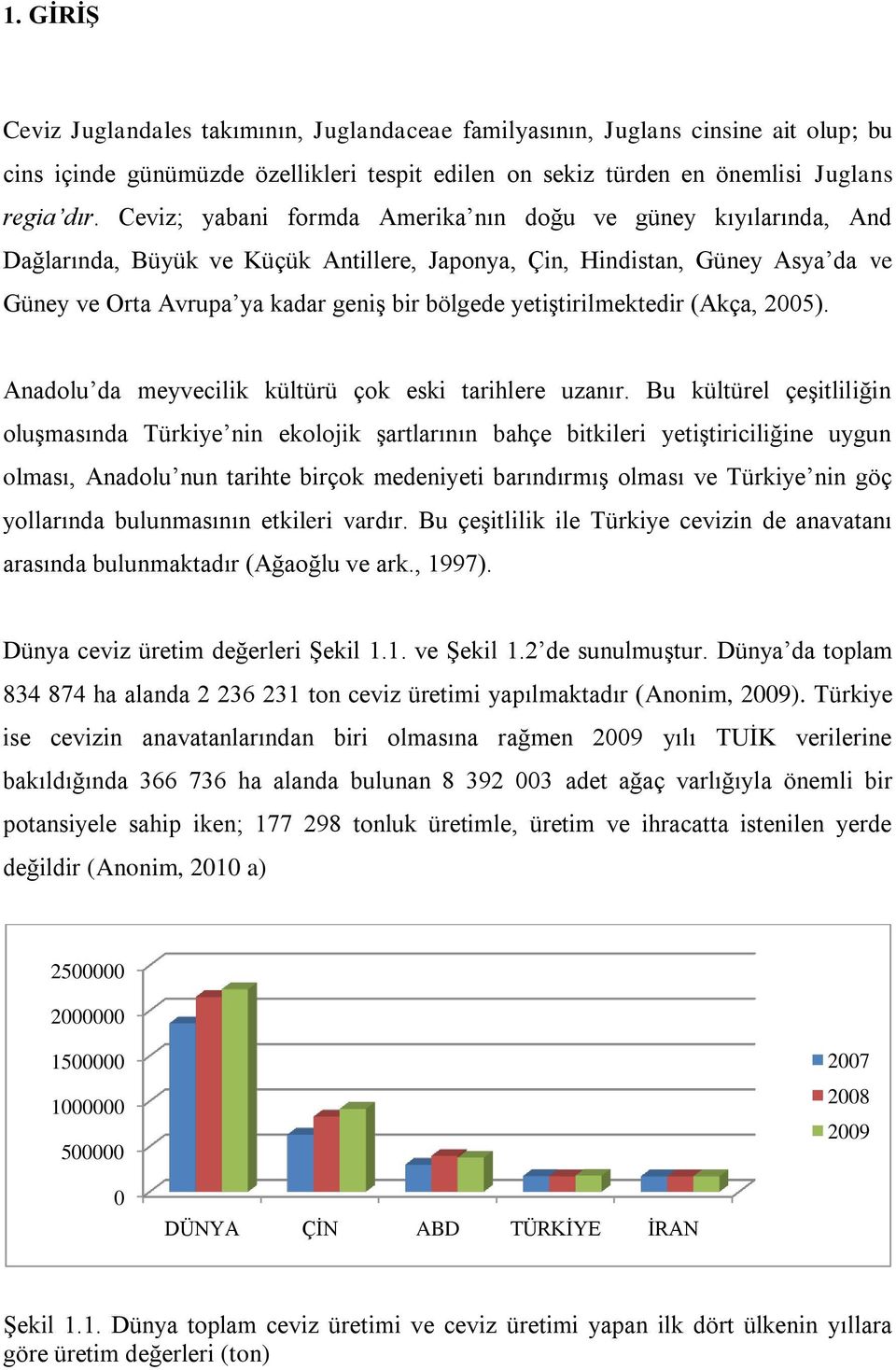 yetiģtirilmektedir (Akça, 2005). Anadolu da meyvecilik kültürü çok eski tarihlere uzanır.