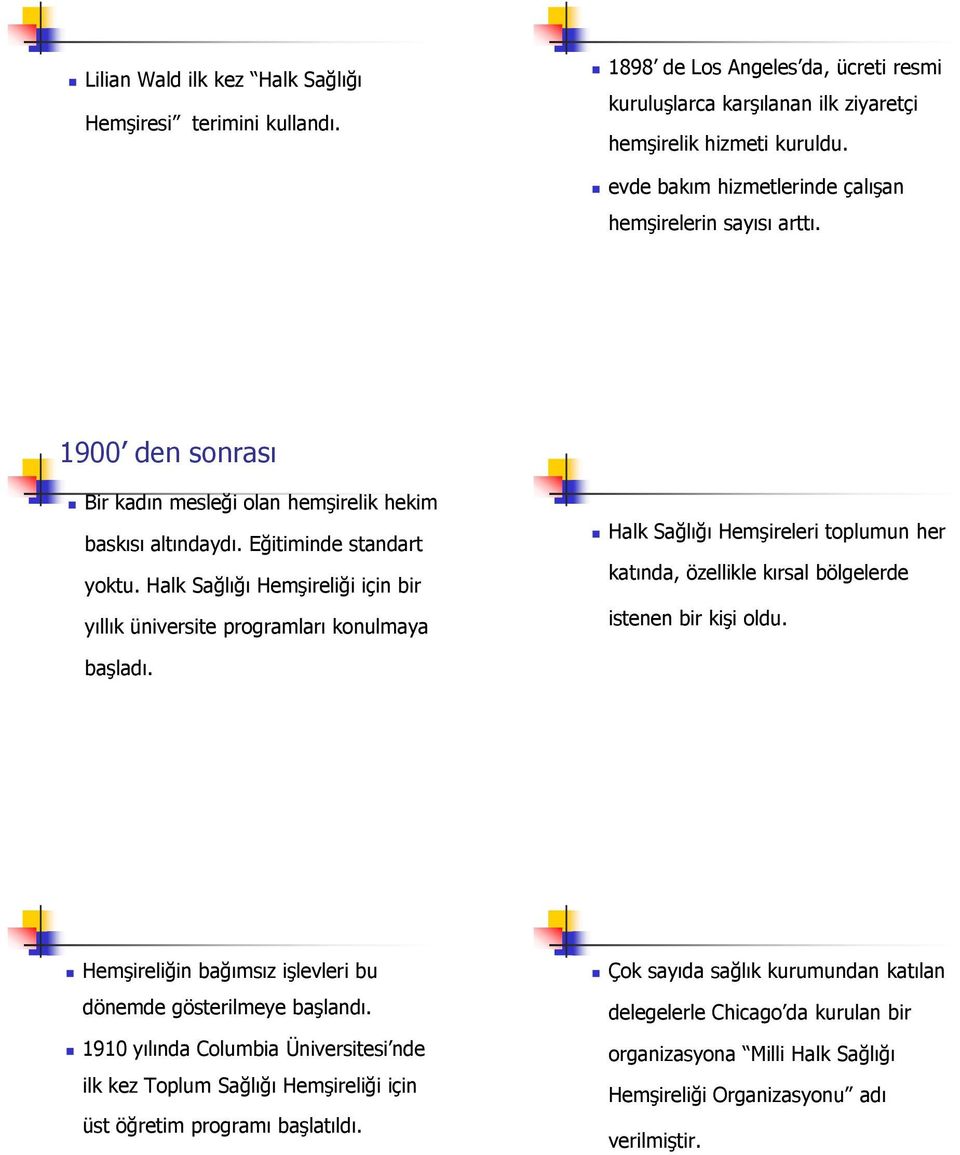 Halk Sağlığı Hemşireliği için bir yıllık üniversite programları konulmaya Halk Sağlığı Hemşireleri toplumun her katında, özellikle kırsal bölgelerde istenen bir kişi oldu. başladı.