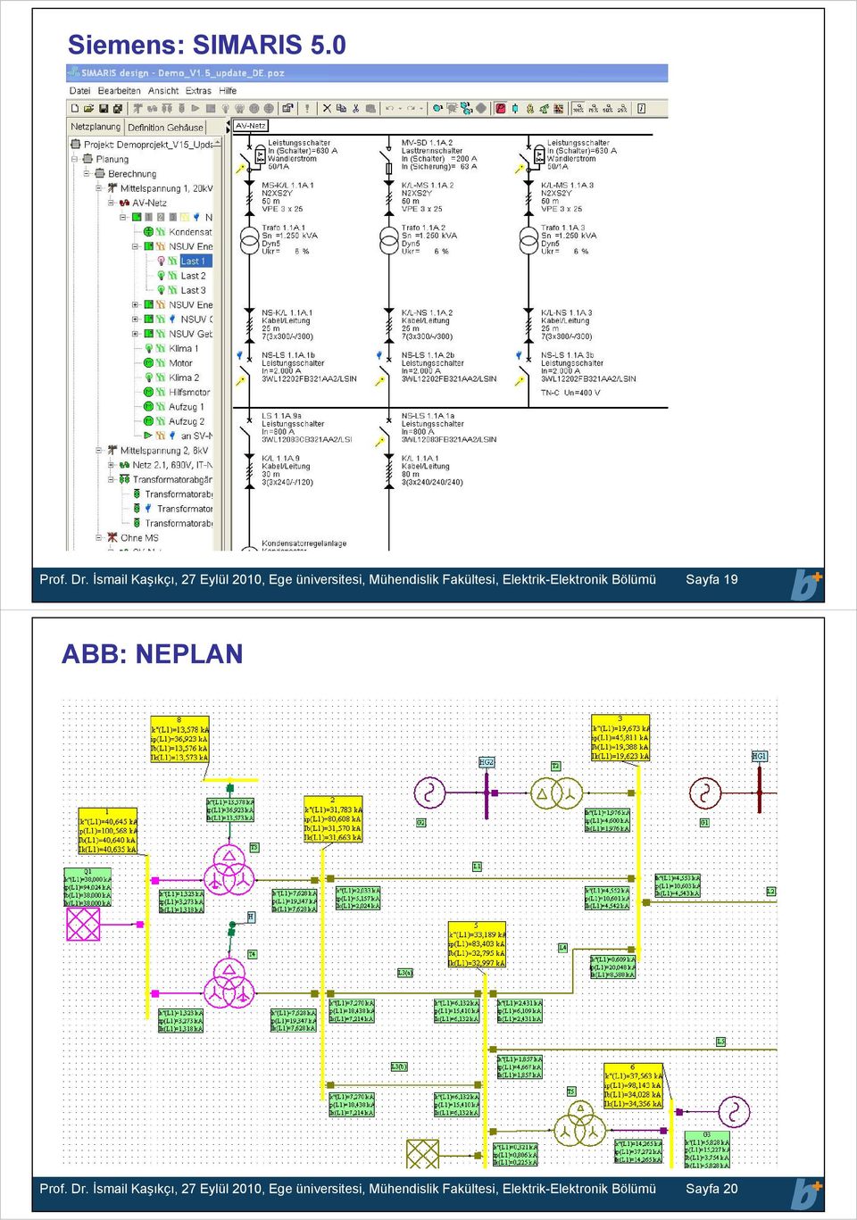 Fakültesi, Elektrik-Elektronik Bölümü ayfa 9 eite 9 ABB: NEPLAN Prof. Dr.