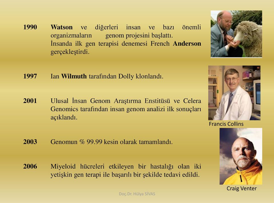 2001 Ulusal İnsan Genom Araştırma Enstitüsü ve Celera Genomics tarafından insan genom analizi ilk sonuçları açıklandı.