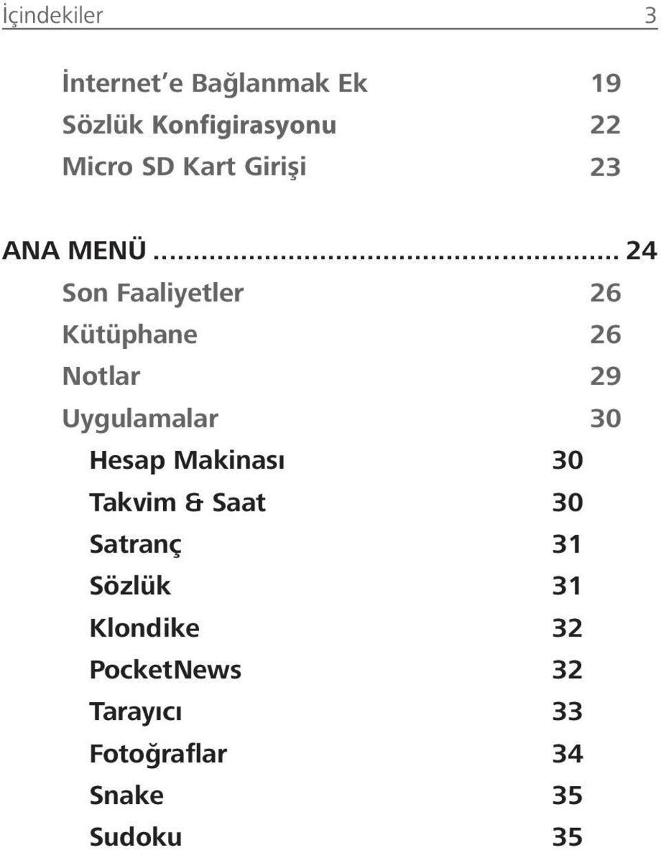 .. 24 Son Faaliyetler 26 Kütüphane 26 Notlar 29 Uygulamalar 30 Hesap