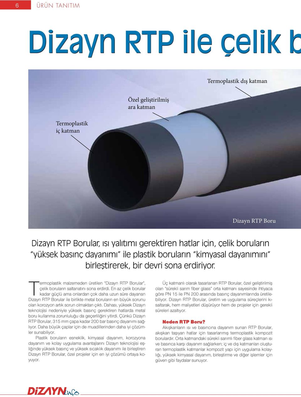 Termoplastik malzemeden üretilen Dizayn RTP Borular, çelik boruların saltanatını sona erdirdi.