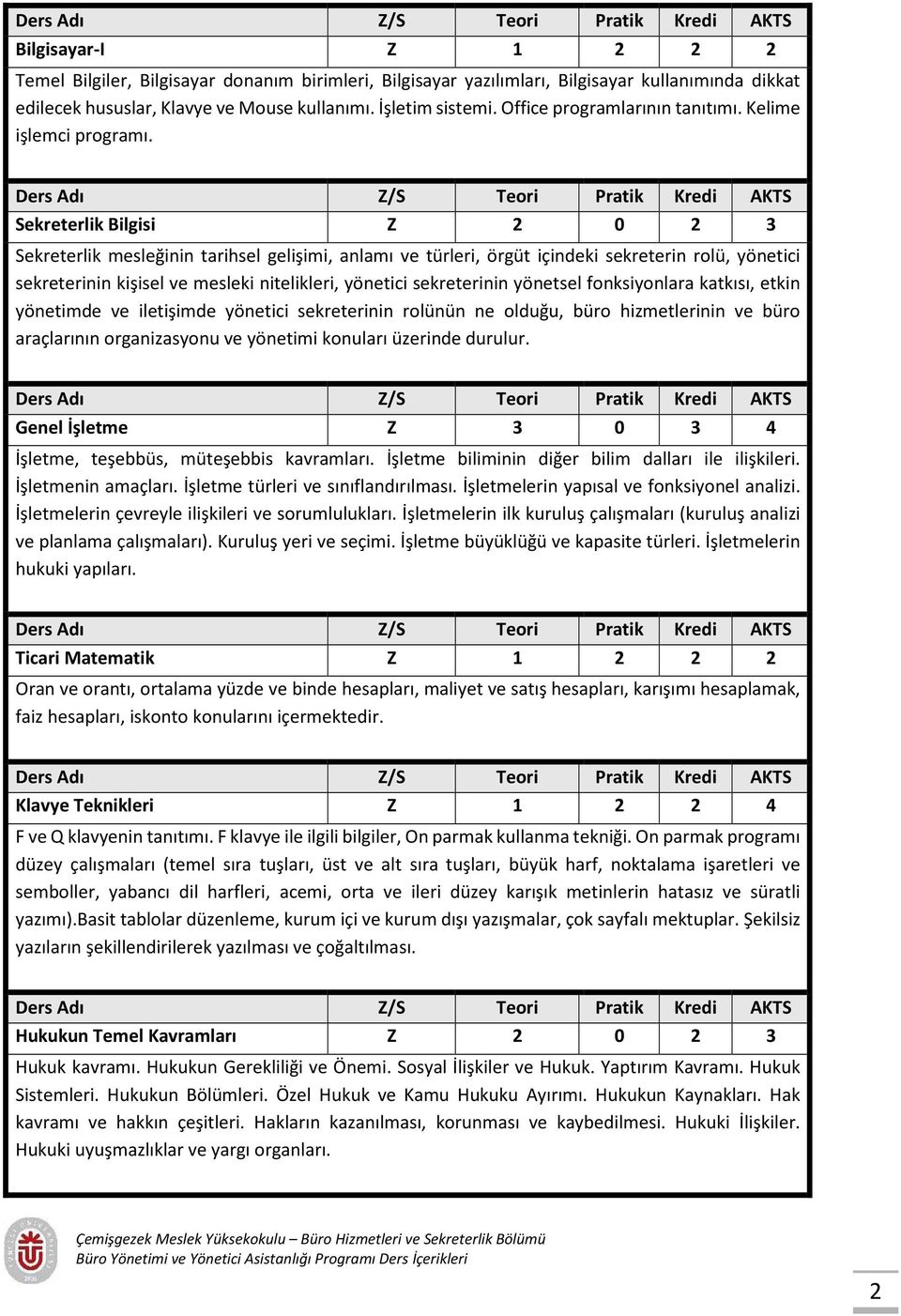 Sekreterlik Bilgisi Z 2 0 2 3 Sekreterlik mesleğinin tarihsel gelişimi, anlamı ve türleri, örgüt içindeki sekreterin rolü, yönetici sekreterinin kişisel ve mesleki nitelikleri, yönetici sekreterinin