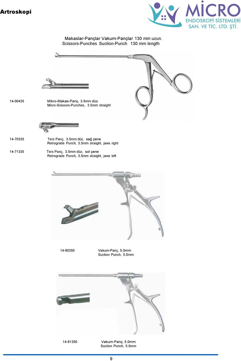 5mm straight 14-70335 Ters Panç, 3.5mm düz, sağ çene Retrograde Punch, 3.