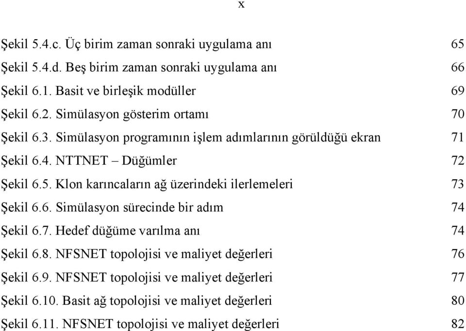 Klon karıncaların ağ üzerindeki ilerlemeleri 73 Şekil 6.6. Simülasyon sürecinde bir adım 74 Şekil 6.7. Hedef düğüme varılma anı 74 Şekil 6.8.