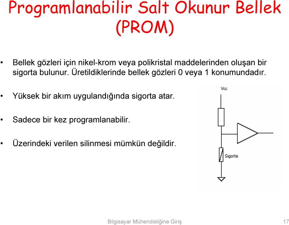 Üretildiklerinde bellek gözleri 0 veya 1 konumundadır.