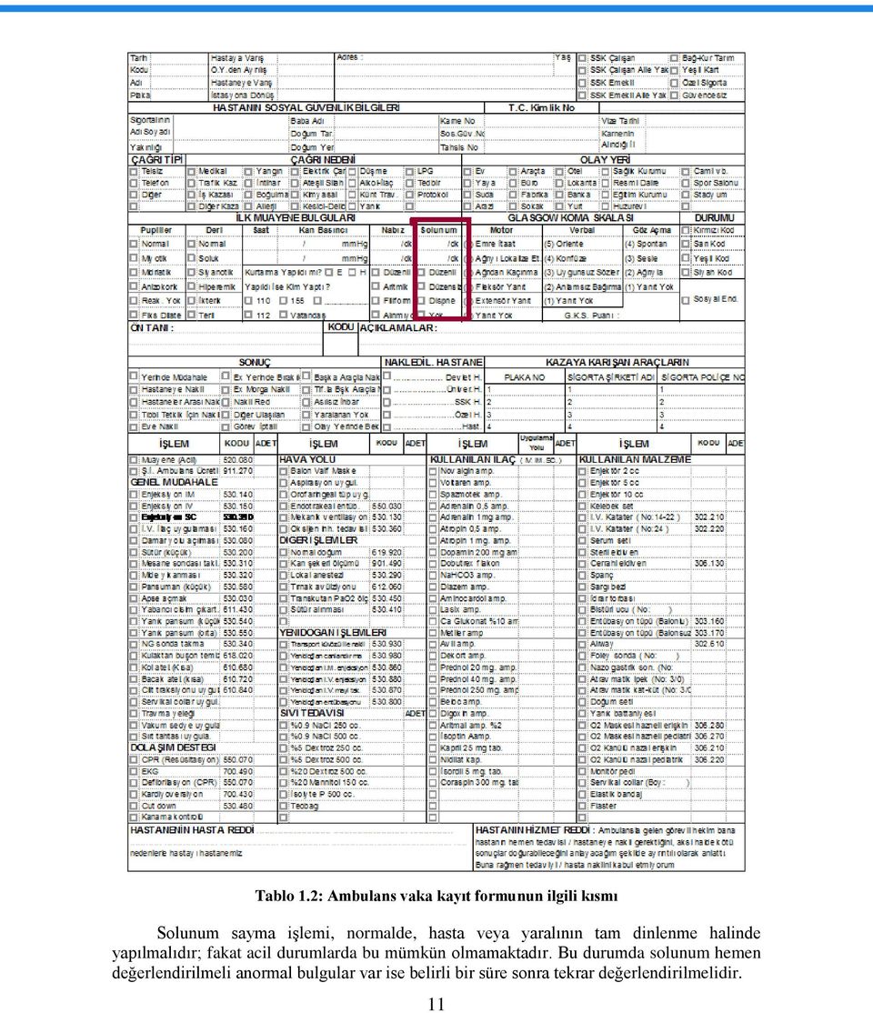 hasta veya yaralının tam dinlenme halinde yapılmalıdır; fakat acil durumlarda