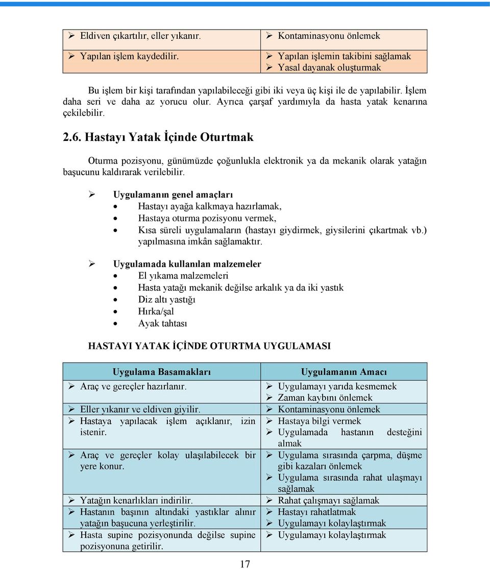 Ayrıca çarşaf yardımıyla da hasta yatak kenarına çekilebilir. 2.6.