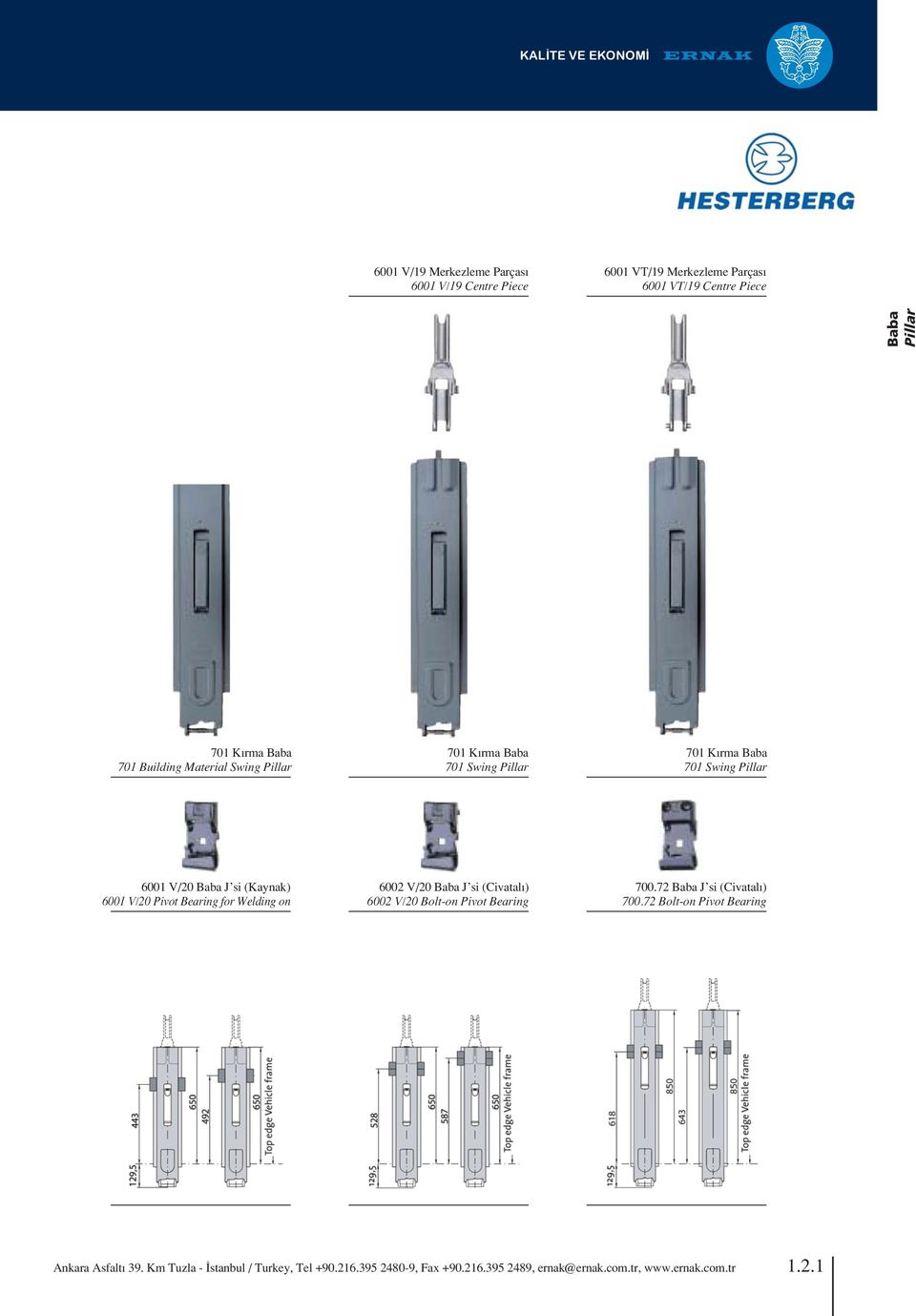 Baba 701 Swing Pillar 6001 V/20 Baba J si (Kaynak) 6001 V/20 Pivot Bearing for Welding on 6002 V/20 Baba