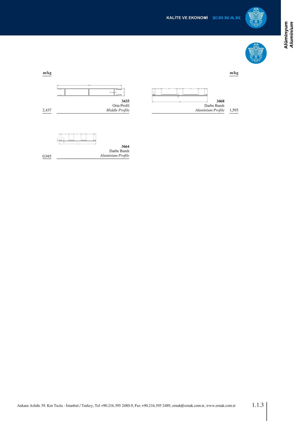 Darbe Bandı Aluminium Profile 1,595