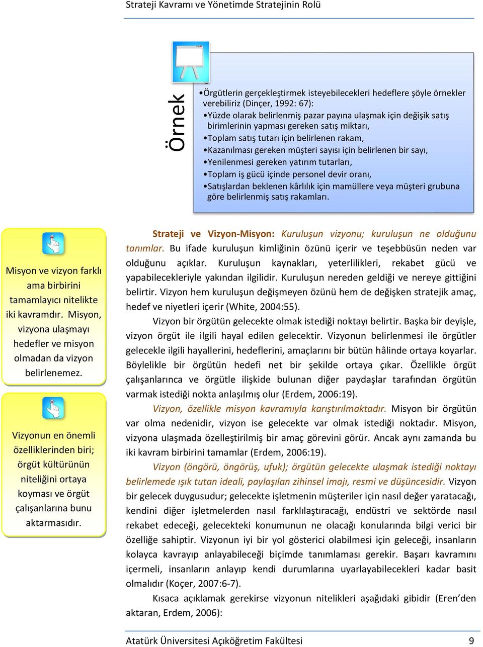 devir oranı, Satışlardan beklenen kârlılık için mamüllere veya müşteri grubuna göre belirlenmiş satış rakamları. Misyon ve vizyon farklı ama birbirini tamamlayıcı nitelikte iki kavramdır.