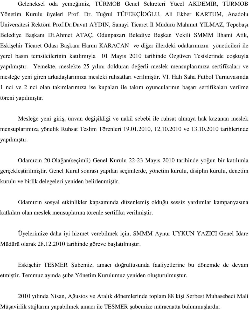 01 Mayıs 2010 tarihinde Özgüven Tesislerinde coşkuyla yapılmıştır.