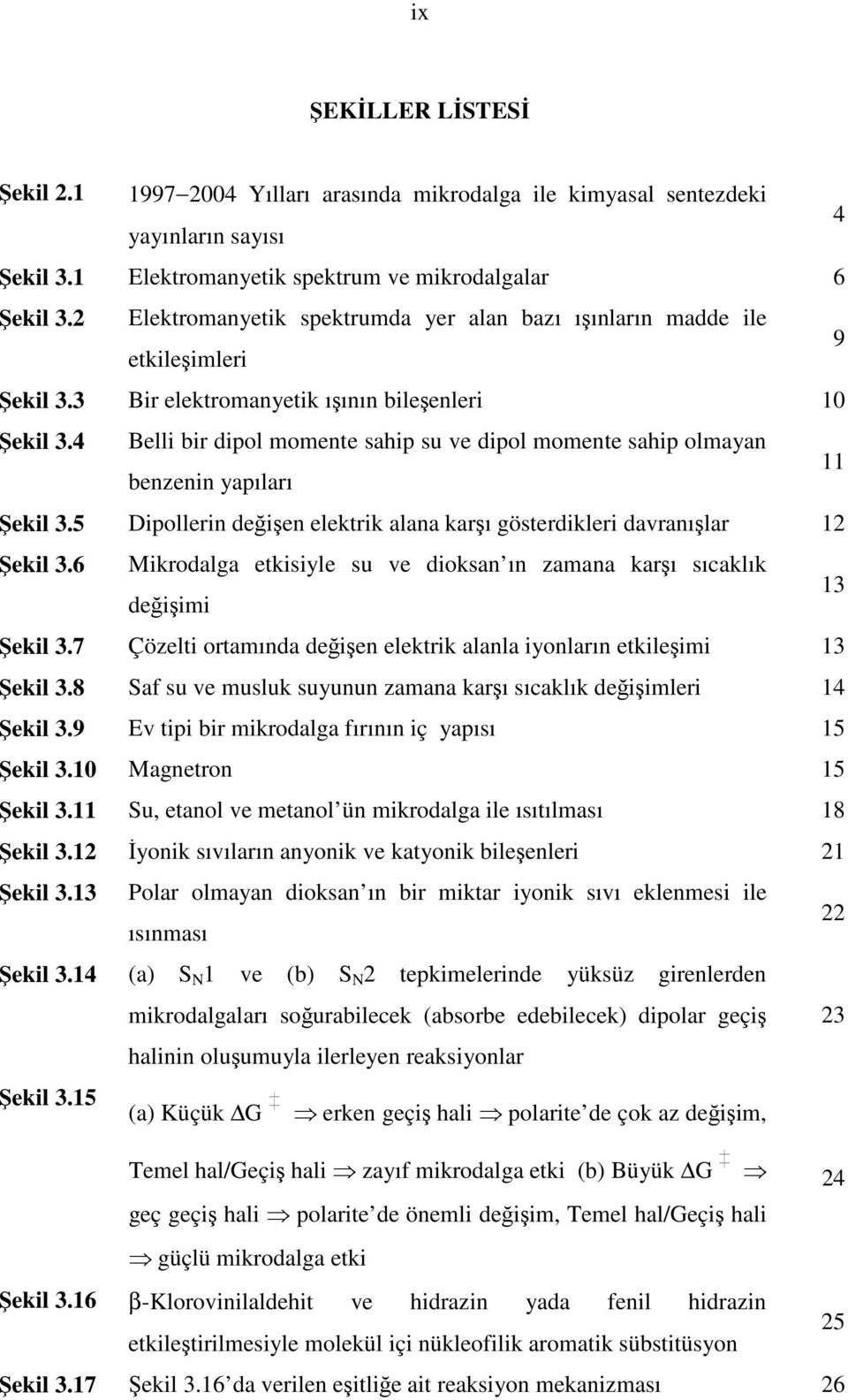 4 Belli bir dipol momente sahip su ve dipol momente sahip olmayan benzenin yapıları 11 Şekil 3.5 Dipollerin değişen elektrik alana karşı gösterdikleri davranışlar 12 Şekil 3.