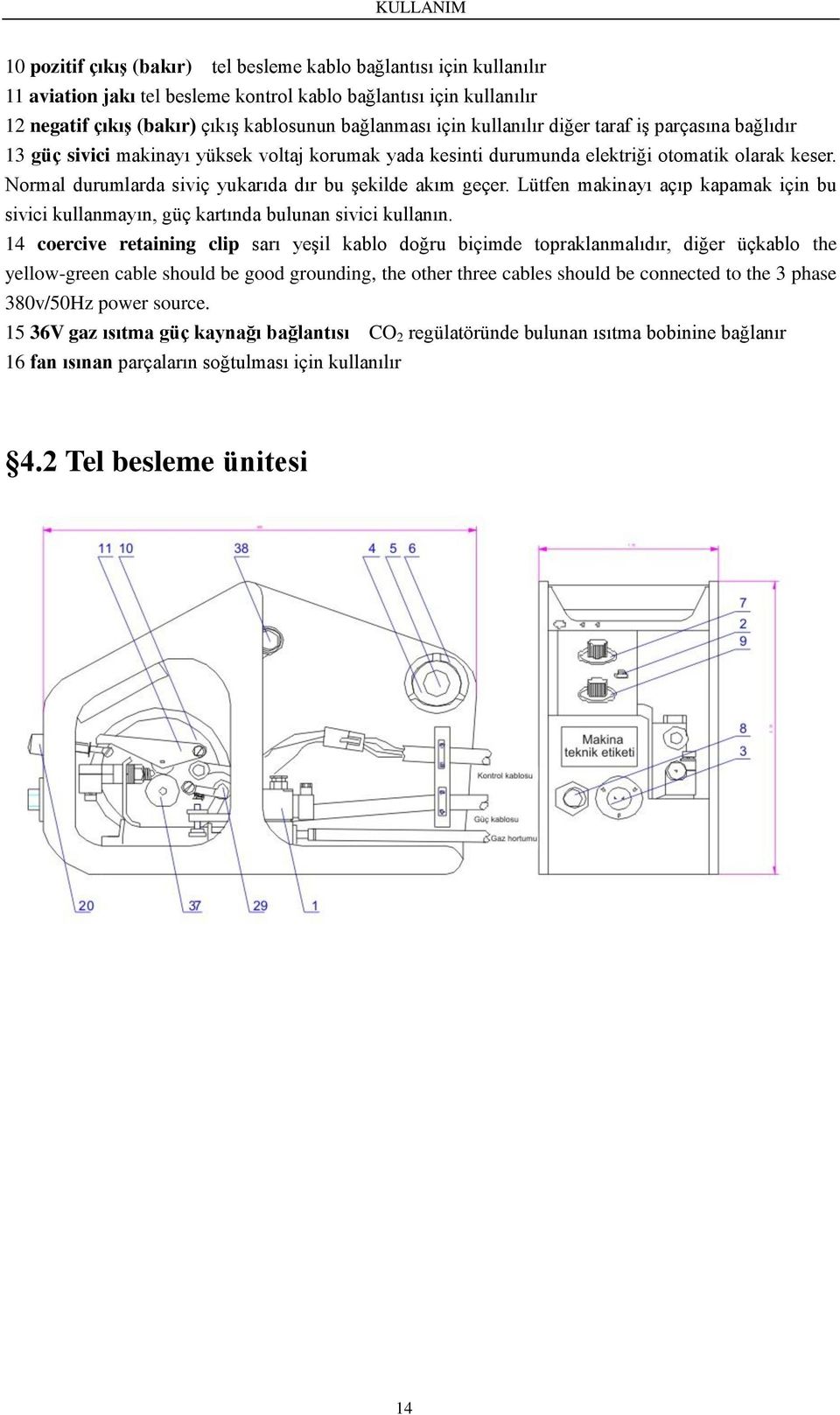 Normal durumlarda siviç yukarıda dır bu şekilde akım geçer. Lütfen makinayı açıp kapamak için bu sivici kullanmayın, güç kartında bulunan sivici kullanın.