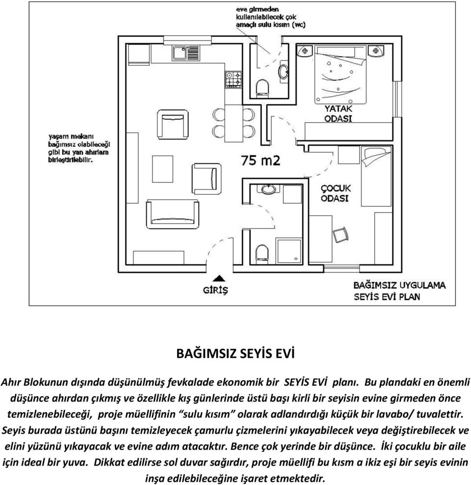 kısım olarak adlandırdığı küçük bir lavabo/ tuvalettir.