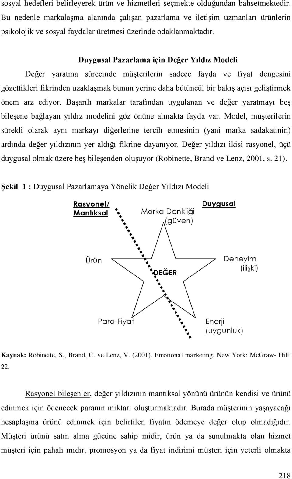 Duygusal Pazarlama için Değer Yıldız Modeli Değer yaratma sürecinde müşterilerin sadece fayda ve fiyat dengesini gözettikleri fikrinden uzaklaşmak bunun yerine daha bütüncül bir bakış açısı