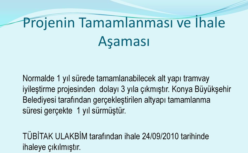 Konya Büyükşehir Belediyesi tarafından gerçekleştirilen altyapı tamamlanma süresi