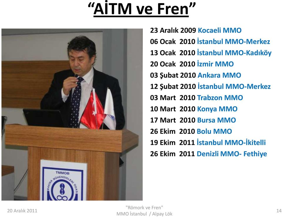 MMO-Merkez 03 Mart 2010 Trabzon MMO 10 Mart 2010 Konya MMO 17 Mart 2010 Bursa MMO 26 Ekim