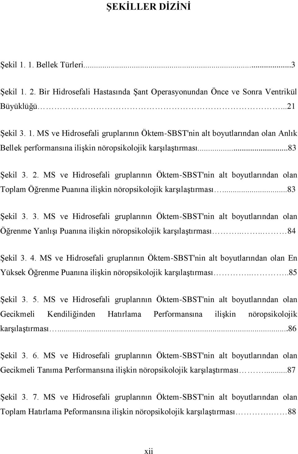 ... 84 Şekil 3. 4. MS ve Hidrosefali gruplarının Öktem-SBST'nin alt boyutlarından olan En Yüksek Öğrenme Puanına ilişkin nöropsikolojik karşılaştırması....85 Şekil 3. 5.