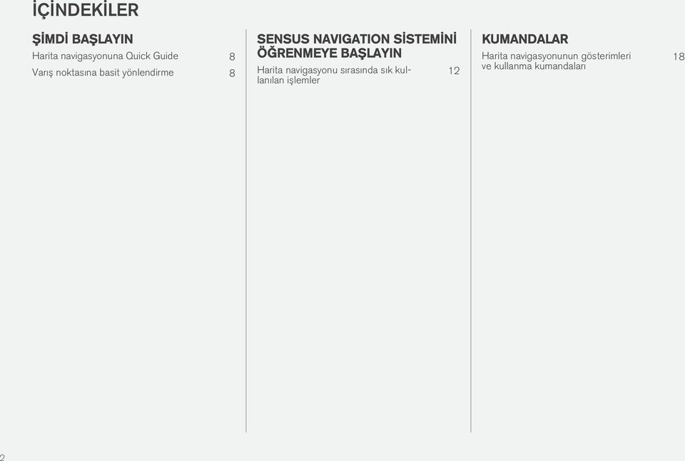 BAŞLAYIN Harita navigasyonu sırasında sık kullanılan işlemler 12