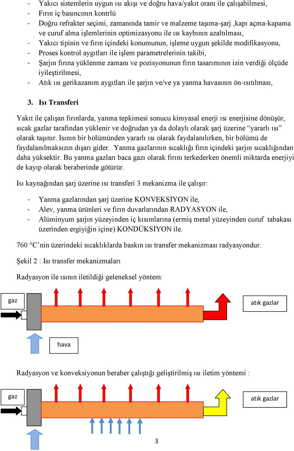 parametrelerinin takibi, - Şarjın fırına yüklenme zamanı ve pozisyonunun fırın tasarımının izin verdiği ölçüde iyileştirilmesi, - Atık ısı gerikazanım aygıtları ile şarjın ve/ve ya yanma havasının