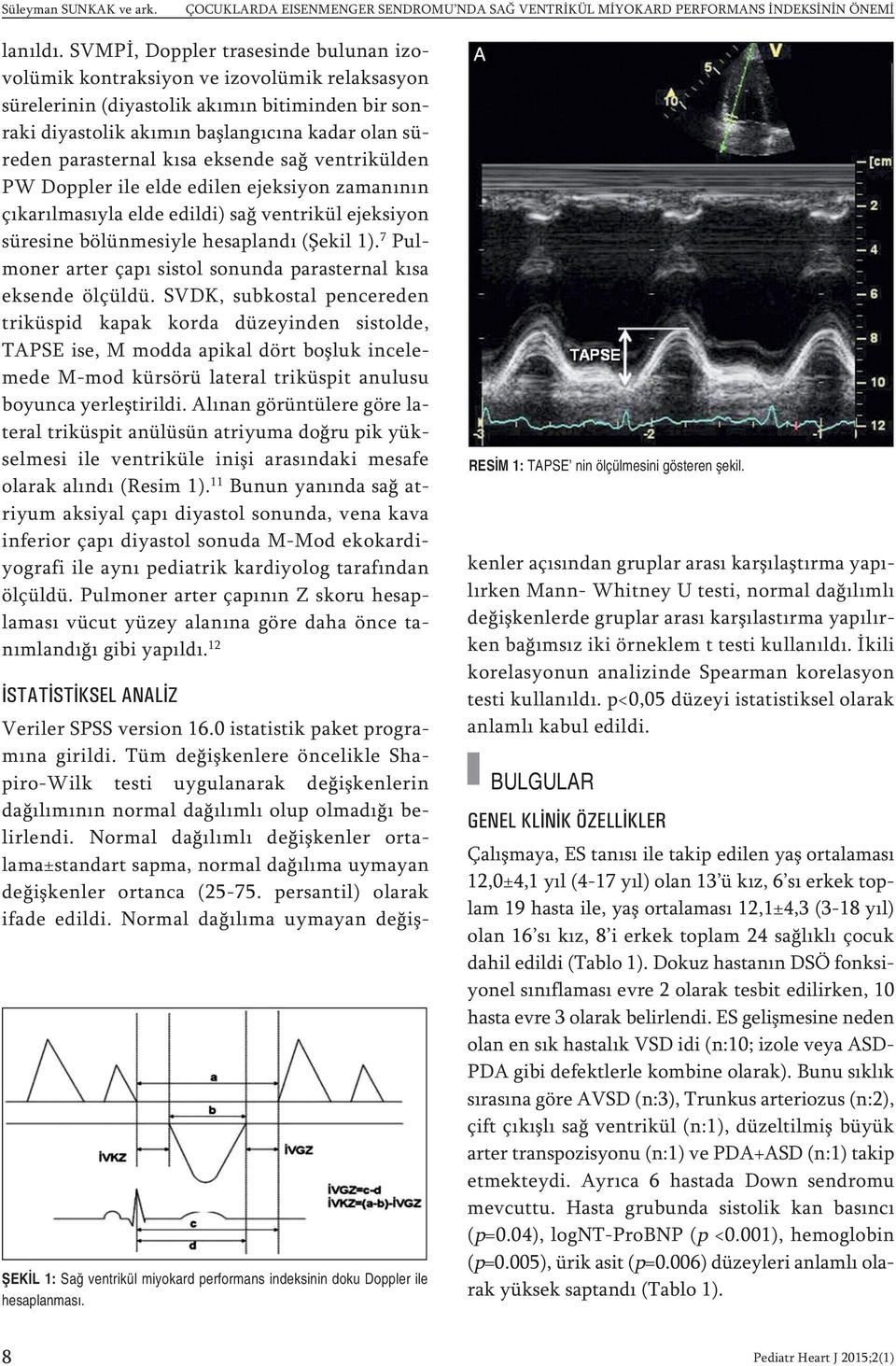 kısa eksende sağ ventrikülden PW Doppler ile elde edilen ejeksiyon zamanının çıkarılmasıyla elde edildi) sağ ventrikül ejeksiyon süresine bölünmesiyle hesaplandı (Şekil 1).