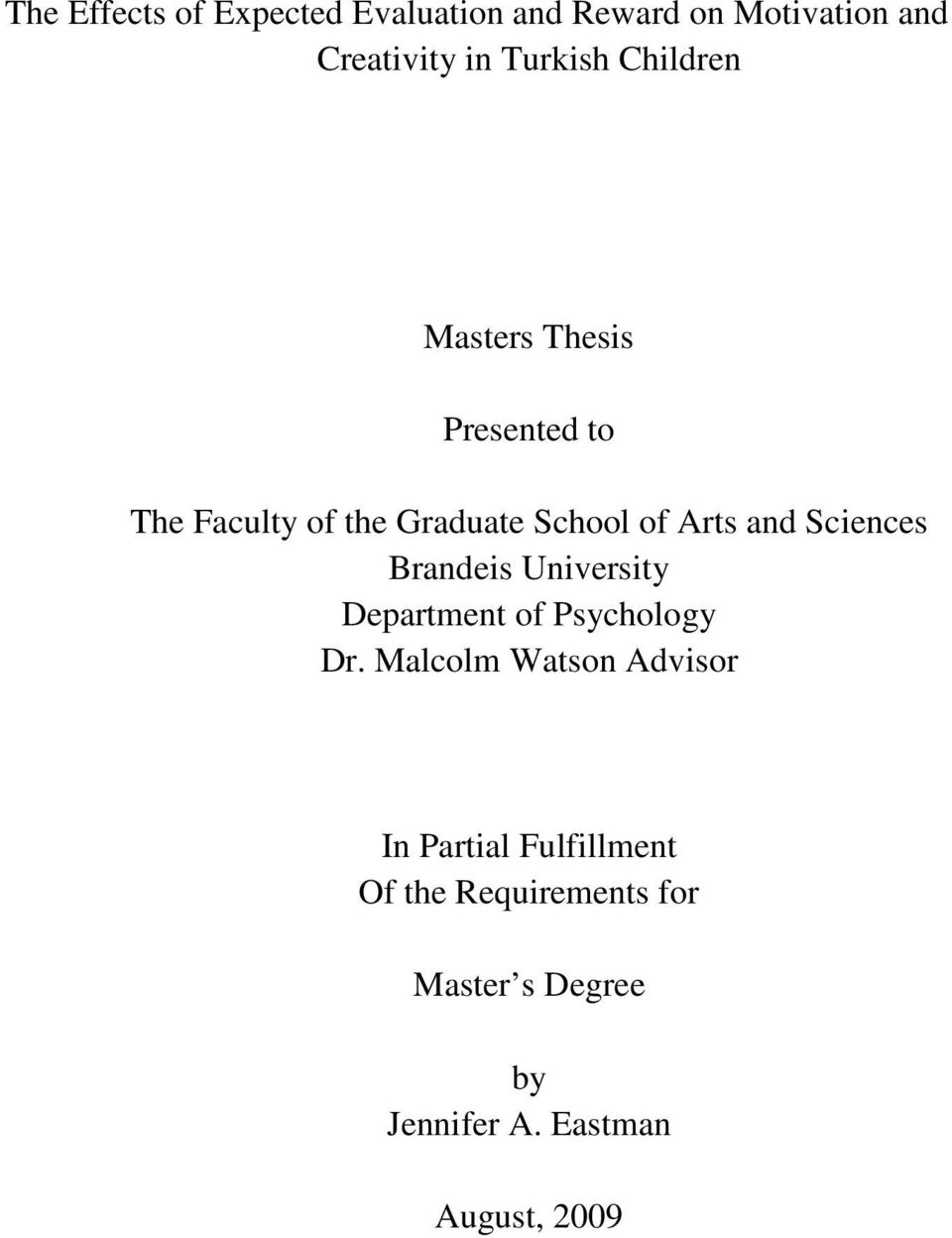 Sciences Brandeis University Department of Psychology Dr.