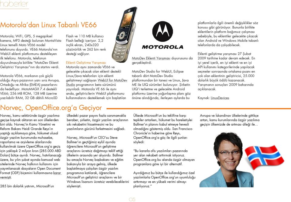 Motorola VE66, markanın çok güçlü olduğu Asya pazarının yanı sıra Avrupa, Ortadoğu ve Afrika (EMEA) pazarlarını da hedefliyor. MotoMAGX 7.