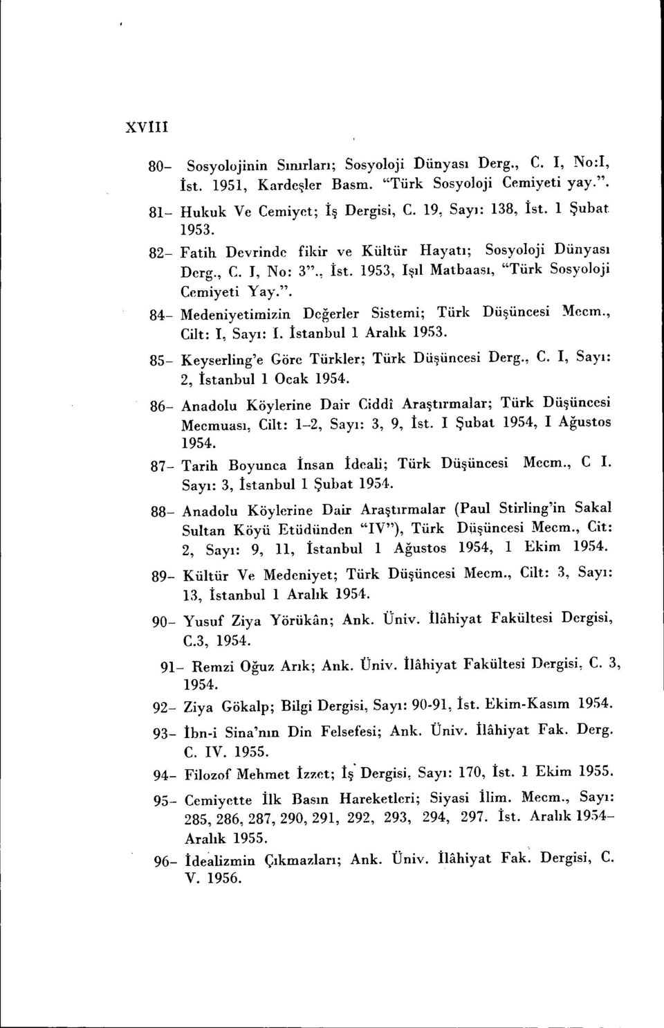 , Cilt: I, Sayı: 1. İstanbullAralık 1953. 85- Keyserling'e Göre Türkler; Türk Düşüncesi Derg., C. I, Sayı: 2, İstanbul 1 Ocak 1954.