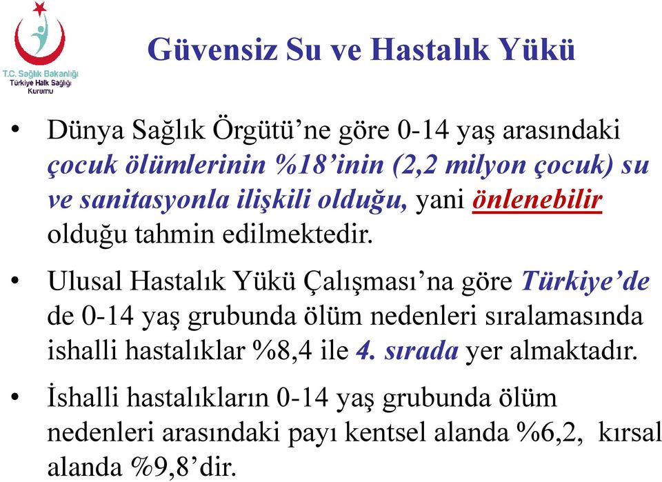 Ulusal Hastalık Yükü Çalışması na göre Türkiye de de 0-14 yaş grubunda ölüm nedenleri sıralamasında ishalli