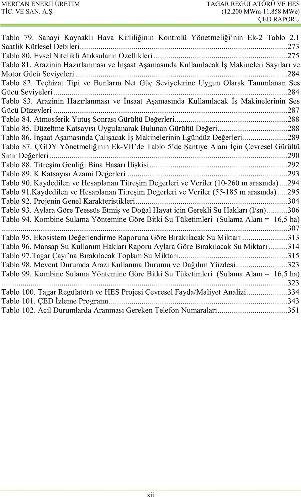 Teçhizat Tipi ve Bunların Net Güç Seviyelerine Uygun Olarak Tanımlanan Ses Gücü Seviyeleri... 284 Tablo 83. Arazinin Hazırlanması ve İnşaat Aşamasında Kullanılacak İş Makinelerinin Ses Gücü Düzeyleri.