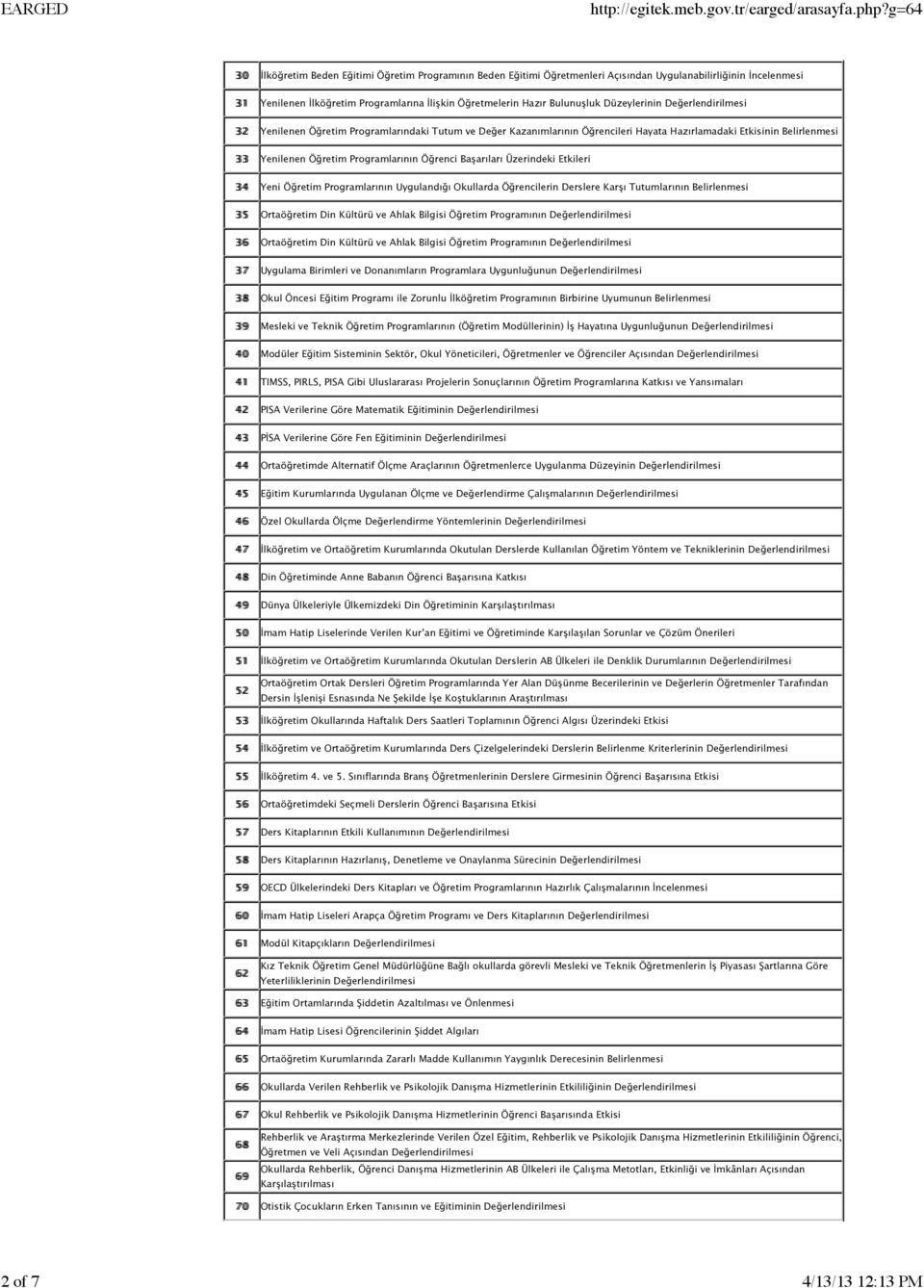 Üzerindeki Etkileri 3 4 Yeni Öğretim Programlarının Uygulandığı Okullarda Öğrencilerin Derslere Karşı Tutumlarının Belirlenmesi 35 Ortaöğretim Din Kültürü ve Ahlak Bilgisi Öğretim Programının 36