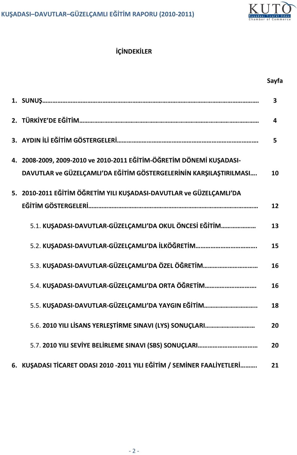 21-211 EĞİTİM ÖĞRETİM YILI KUŞADASI-DAVUTLAR ve GÜZELÇAMLI DA EĞİTİM GÖSTERGELERİ 12 5.1. KUŞADASI-DAVUTLAR-GÜZELÇAMLI DA OKUL ÖNCESİ EĞİTİM 13 5.2. KUŞADASI-DAVUTLAR-GÜZELÇAMLI DA İLKÖĞRETİM.