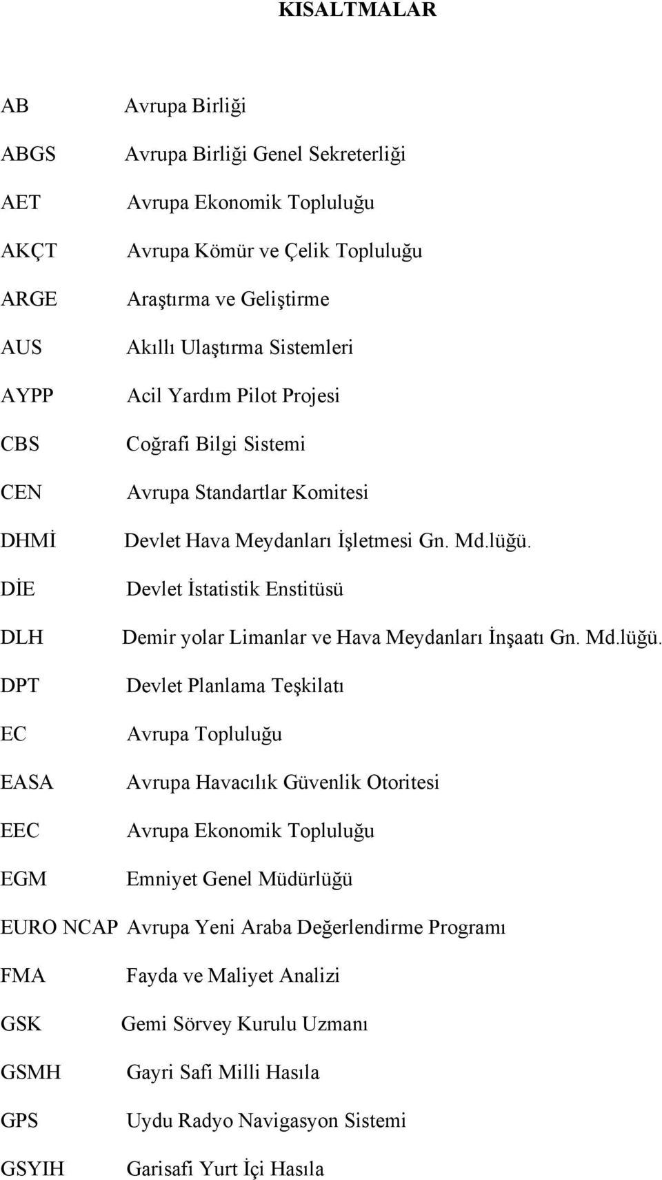 Devlet İstatistik Enstitüsü Demir yolar Limanlar ve Hava Meydanları İnşaatı Gn. Md.lüğü.