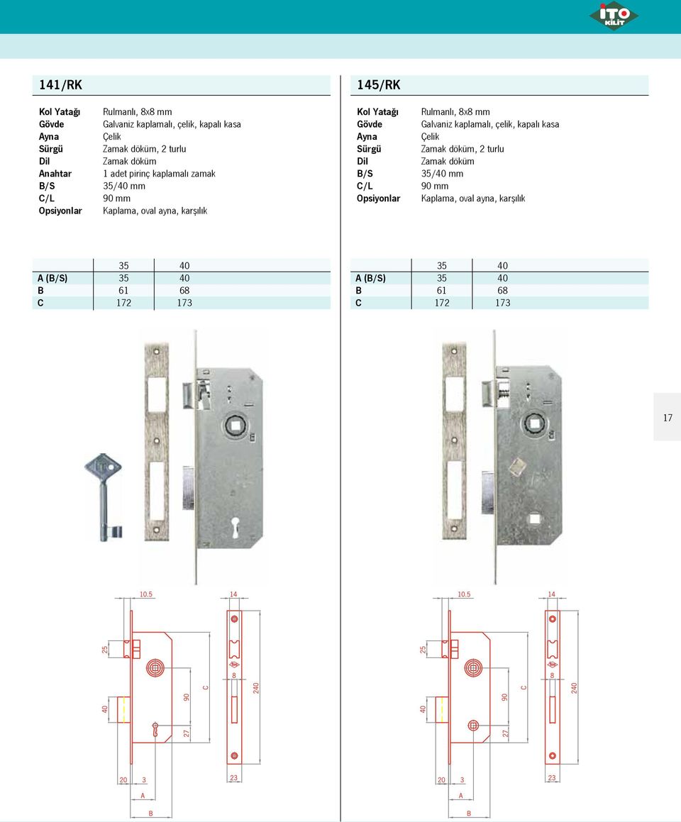 Kol Yatağı Dil C/L Opsiyonlar Rulmanlı, 8x8 mm Galvaniz kaplamalı, çelik, kapalı kasa Çelik Zamak döküm, 2