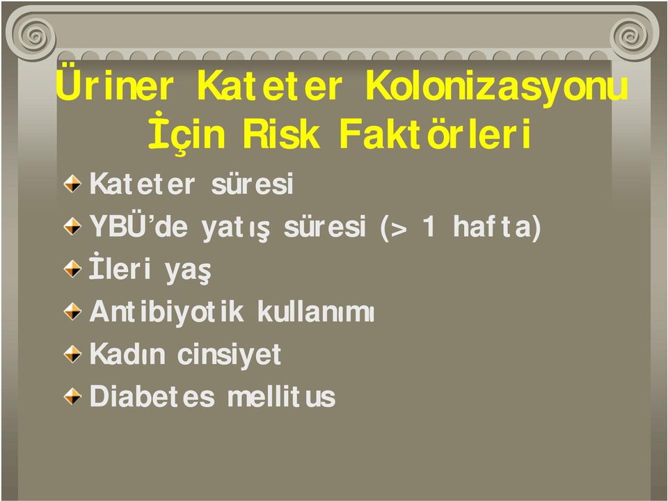 süresi (> 1 hafta) İleri yaş Antibiyotik