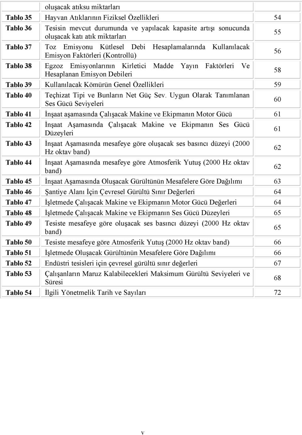 Kullanılacak Kömürün Genel Özellikleri 59 Tablo 40 Teçhizat Tipi ve Bunların Net Güç Sev.