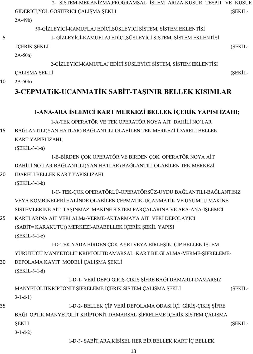 3-CEPMATiK-UCANMATİK SABİT-TAŞINIR BELLEK KISIMLAR 1-ANA-ARA İŞLEMCİ KART MERKEZİ BELLEK İÇERİK YAPISI İZAHI; 1-A-TEK OPERATÖR VE TEK OPERATÖR NOYA AİT DAHİLİ NO LAR BAĞLANTILI(YAN HATLAR) BAĞLANTILI