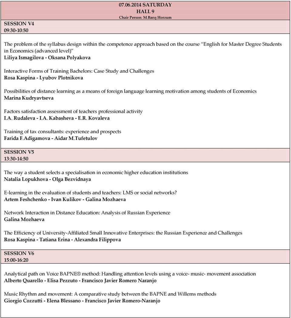 Polyakova Interactive Forms of Training Bachelors: Case Study and Challenges Rosa Kaspina - Lyubov Plotnikova Possibilities of distance learning as a means of foreign language learning motivation